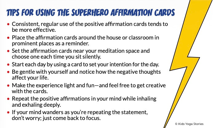 Superhero Affirmation Cards for Kids – Kids Yoga Stories
