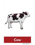 Sample pages or images for farm animals yoga cards for kids