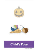Sample pages or images for halloween yoga cards for kids