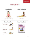 Sample pages or images for monthly kids yoga themes