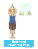 Sample pages or images for weather yoga cards for kids