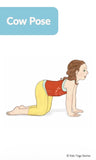 Illustration of a person in Cow Pose with a blue label 
Backbend Yoga Cards for Kids | Kids Yoga Stories