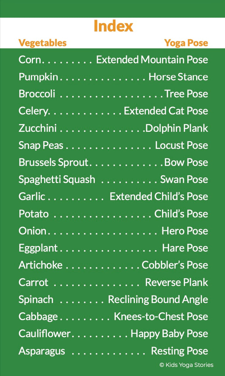 Vegetable Yoga Cards for Kids Kids Yoga Stories
