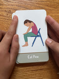 Cat pose on a chair - chair yoga poses cards for kids | Kids Yoga Stories
