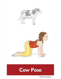 Sample pages or images for farm animals yoga cards for kids