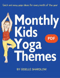 Sample pages or images for monthly kids yoga themes
